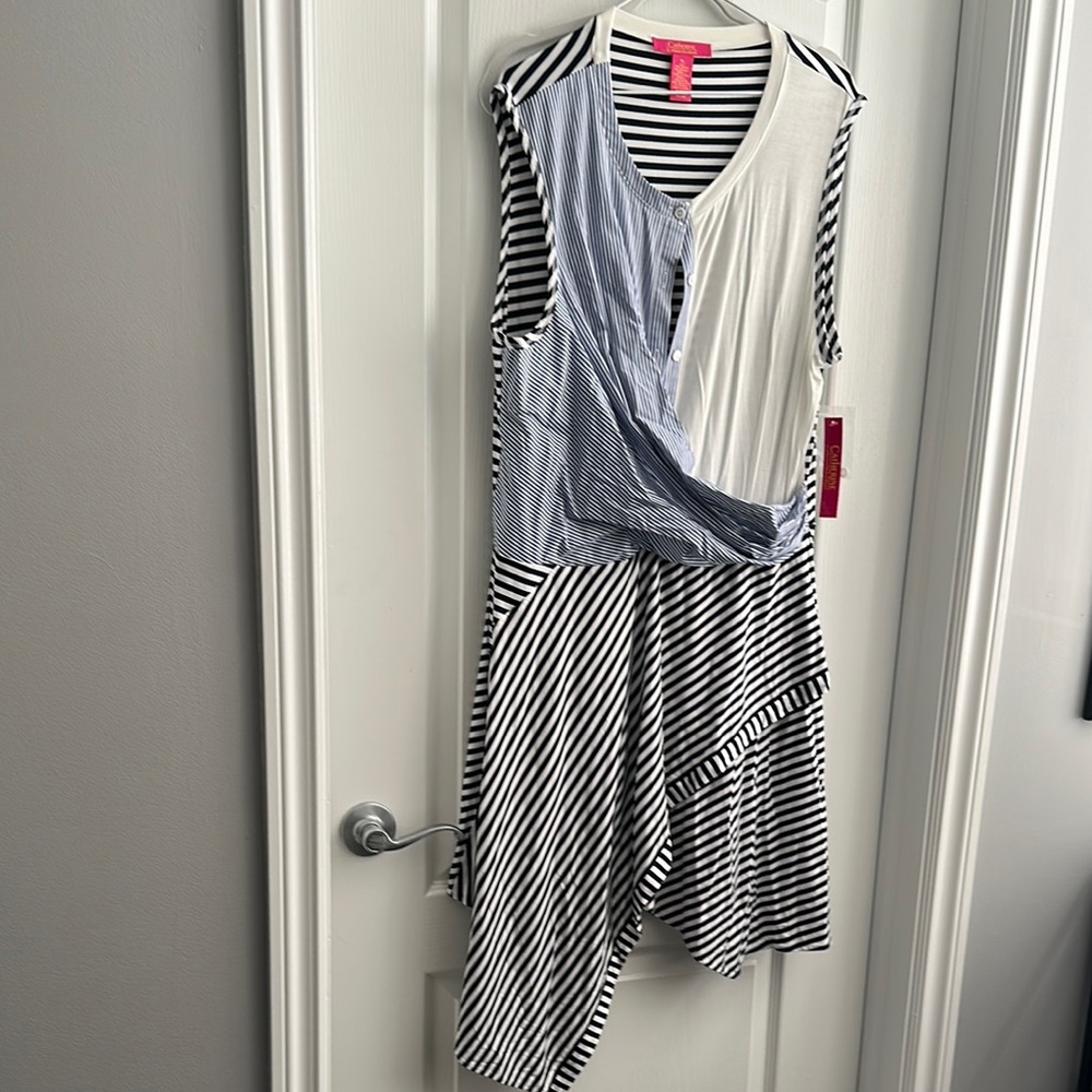 Catherine Malandrino Black and White Asymmetrical Wrap Sundress